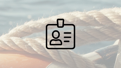 Icon "Kontakte" auf einem Bild mit einem Rettungsring, dahinter ein Seil und das Meer