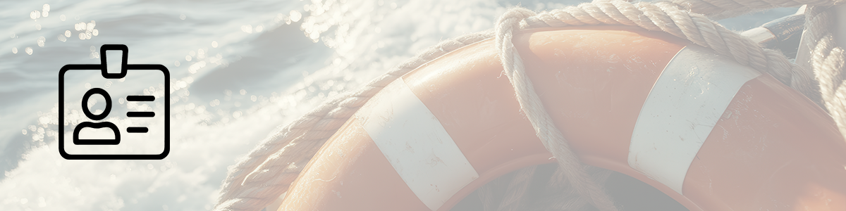Icon “Contacts” on an image with a lifebuoy, behind it a rope and the sea