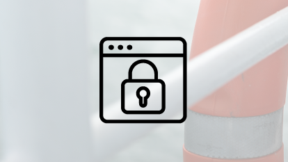 Icon “Privacy Policy” on an image with an orange lifebuoy is attached to a white railing, in the background you can have a look at the sea.