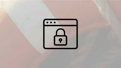 Icon “Privacy Policy” on an image with a lifebuoy, behind it a rope and the sea